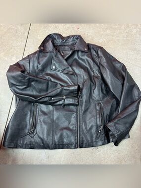 Max Studio Black Faux Leather Moto Jacket